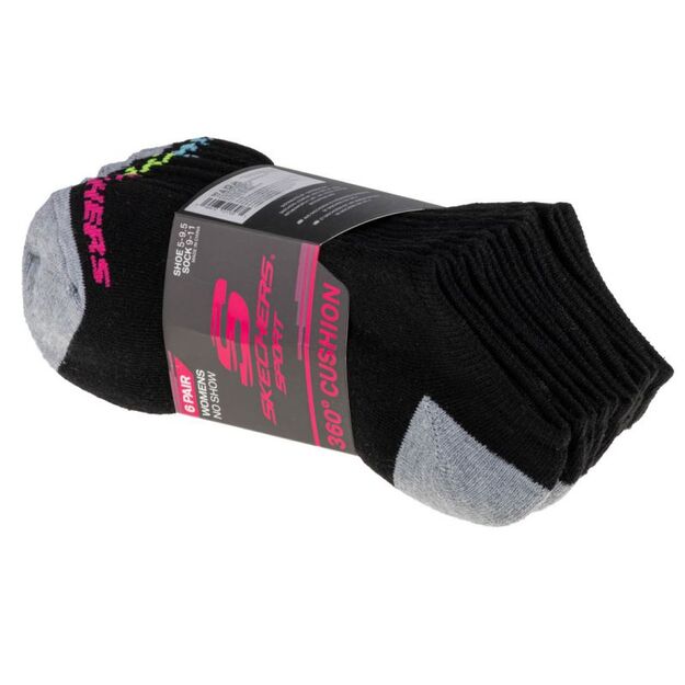Skechers 6pk No Show Socks S108264-BLK