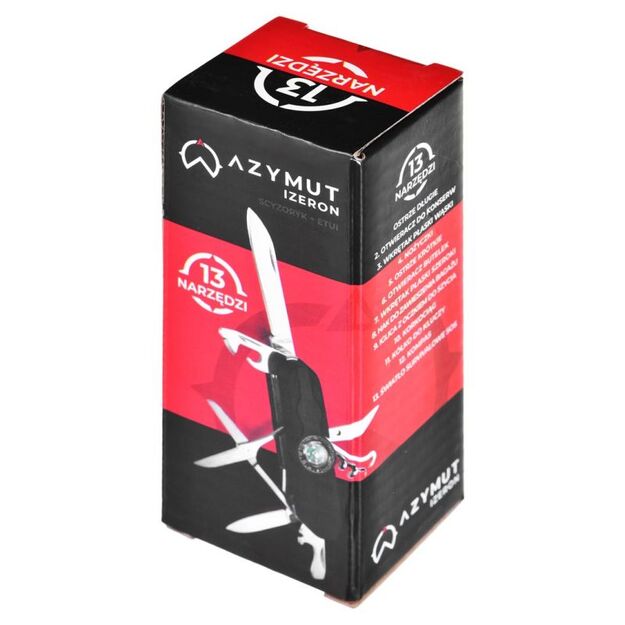 AZYMUT Izeron pocket knife - 13 tools + holster, 90 mm black (HK20017-8BL)