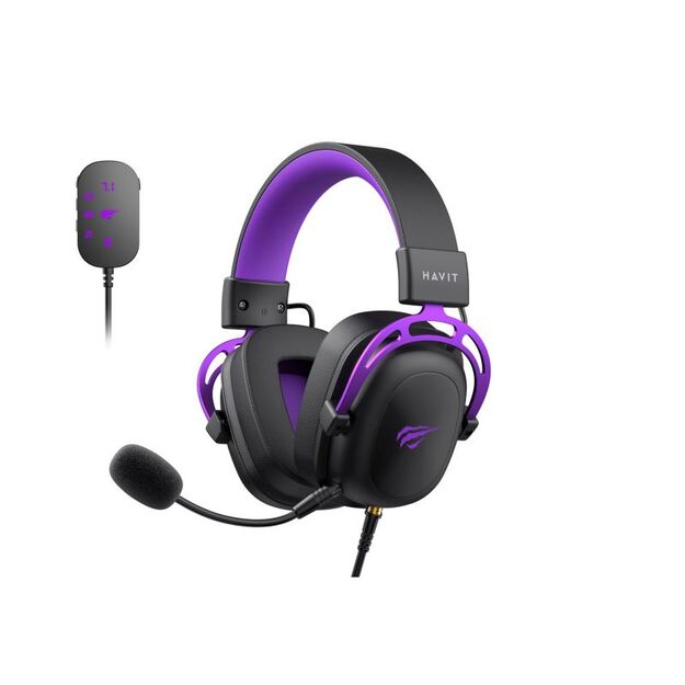 Havit H2002+U Gaming Headphones (Black and Purple)