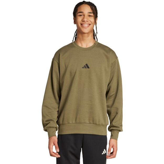 Men\ s adidas Essentials Feelcozy Fleece Sweatshirt Olive KD5149