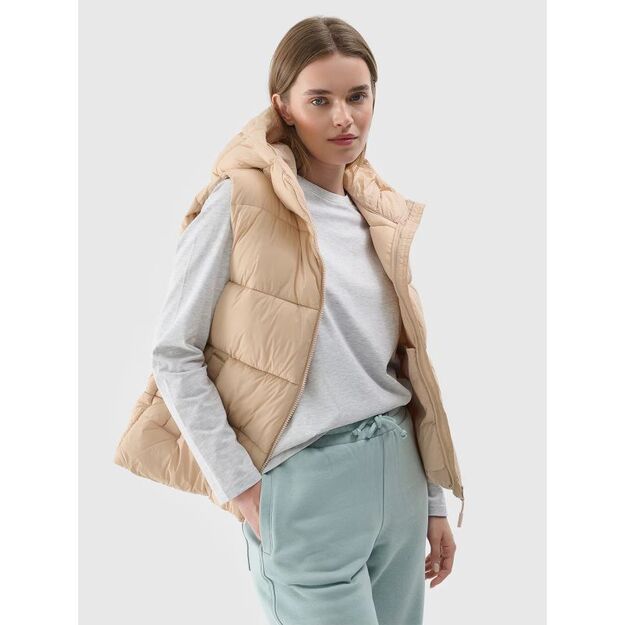 Women\ s quilted down vest with hood 4F 4FWAW24TVJAF141-83S