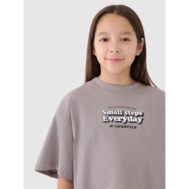 Girls\  oversize printed crop top 4F 4FJRSS25TTSHF2587-83S