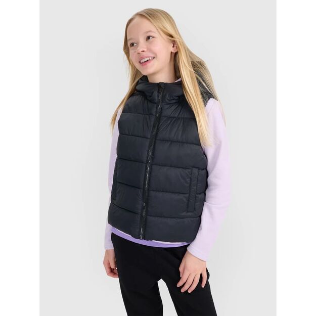 Girls\  down vest with synthetic filling 4F 4FJWSS25TVJAF166-20S