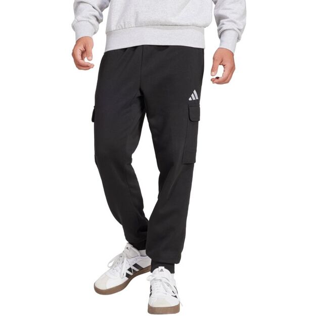 Men\ s adidas Essentials Feelcozy Fleece Cargo Pants Black JE3820