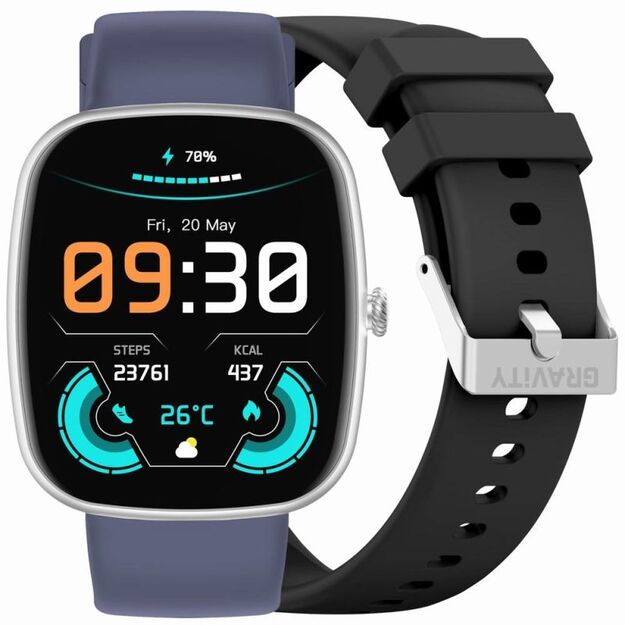 GRAVITY GT18-6 Men\ s Smartwatch Black Silicone Strap + Navy Blue Strap
