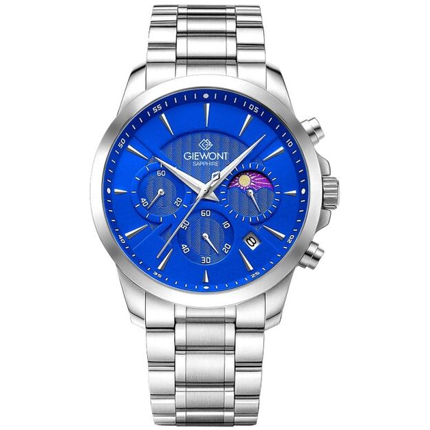 Men\ s Watch Giewont Chronograph Sapphire Silver Blue GW9460-B3