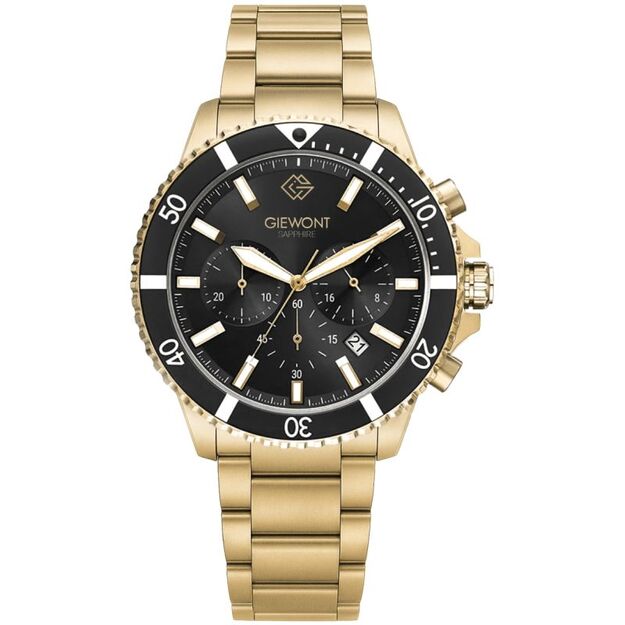 Men\ s Watch Giewont Chronograph Sapphire Gold Black GW3970-B7