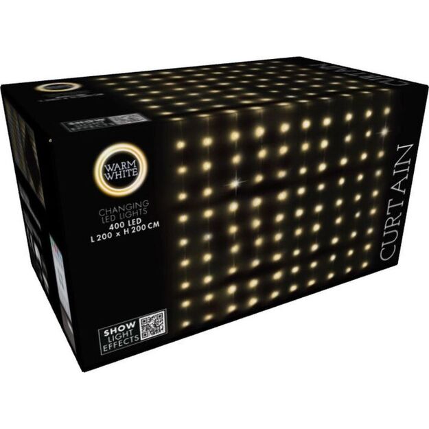 CHRISTMAS TREE LIGHTS LIGHT CURTAIN OUTSIDE/INTERNAL 400 LED WW 200X200CM WITH REMOTE CONTROL WARM WHITE