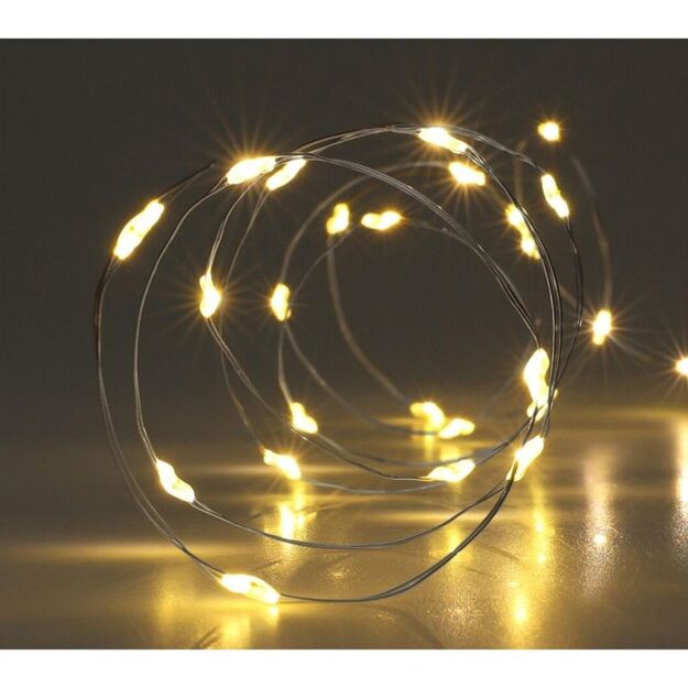 BATTERY-OPERATED WIRE LAMPS GARLAND 40 LED WARM WHITE