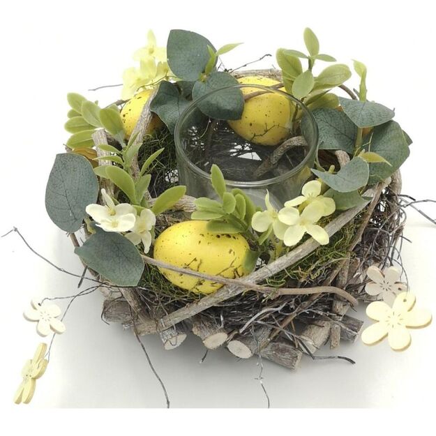 DECORATIVE YELLOW CANDLE HOLDER 16CM FOR TEA LIGHT