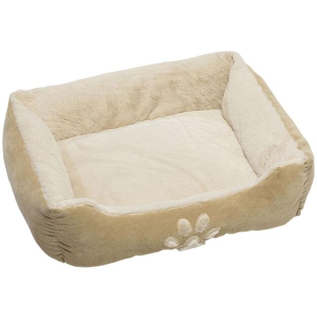 BED WITH VERY SOFT FUR FOR DOG OR CAT 60X48CM - BEIGE