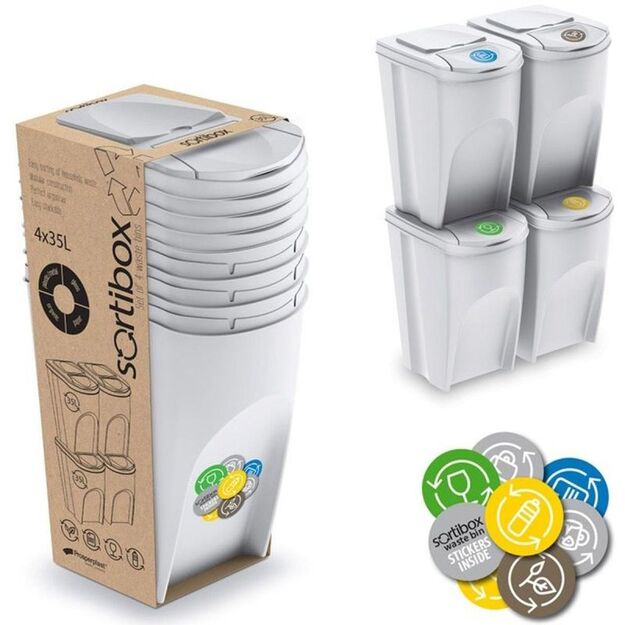 GARBAGE BINS 35 L SORTIBOX SET 4 PCS. GREY