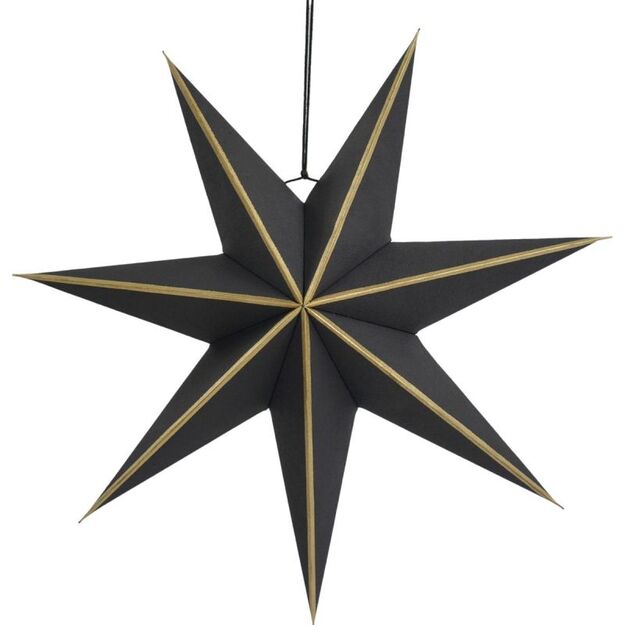 DECORATIVE HANGING PAPER STAR FSC 18x75CM BLACK 7 ARMS MICA