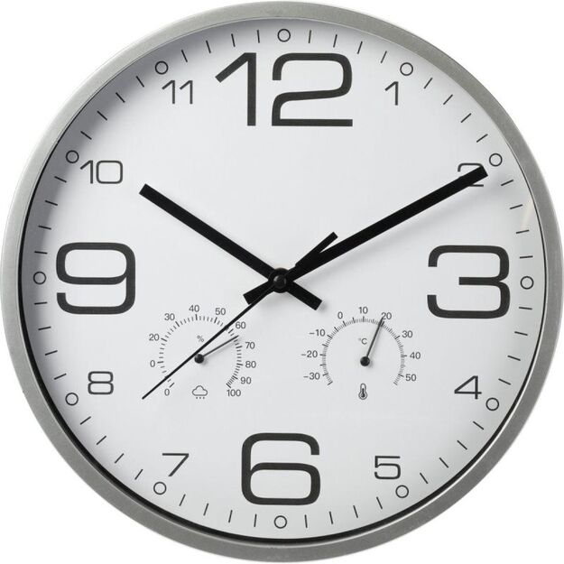 WALL CLOCK 30CM WITH THERMOMETER WHITE