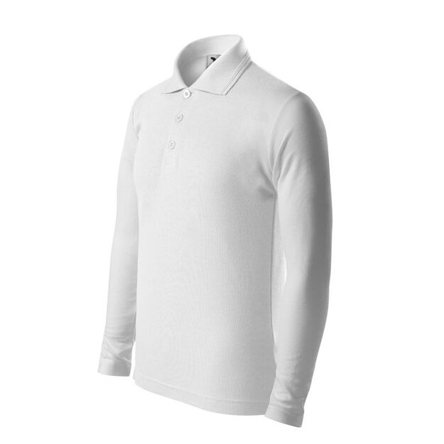 Kids\  Pique Polo LS Polo Shirt (White)