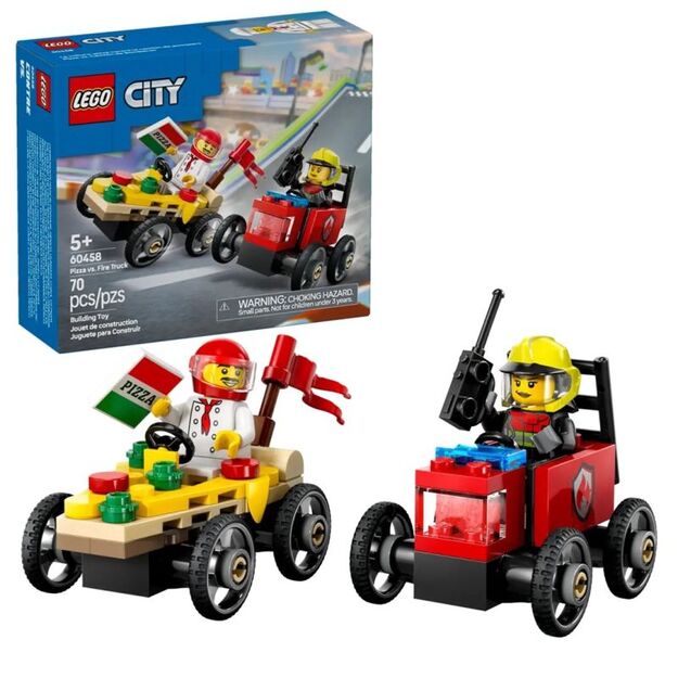 LEGO CITY 60458 Pizza vs. Fire Truck Racer Set