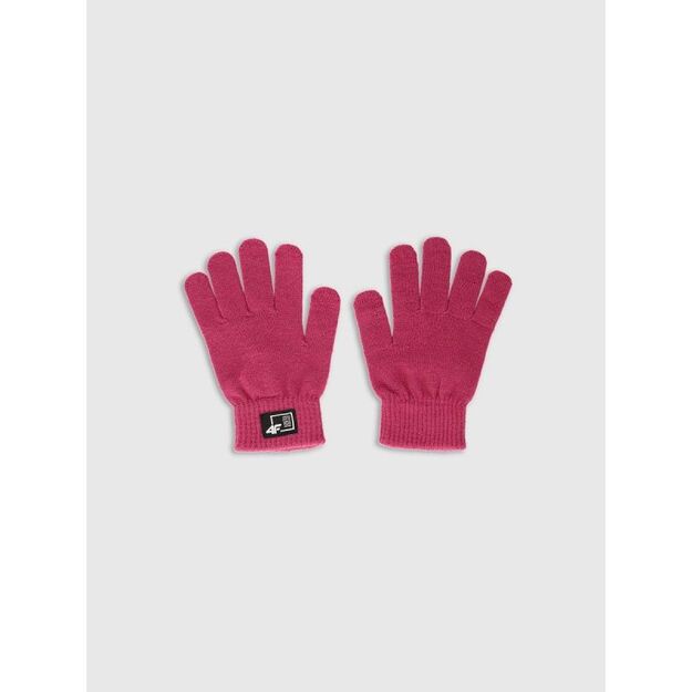 Children\ s knitted gloves with viscose 4F 4FJRAW25AGLOU146-53S