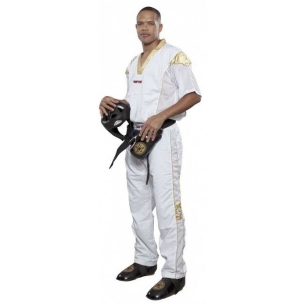 TOP TEN STAR COLLECTION kickboxing outfit white and gold