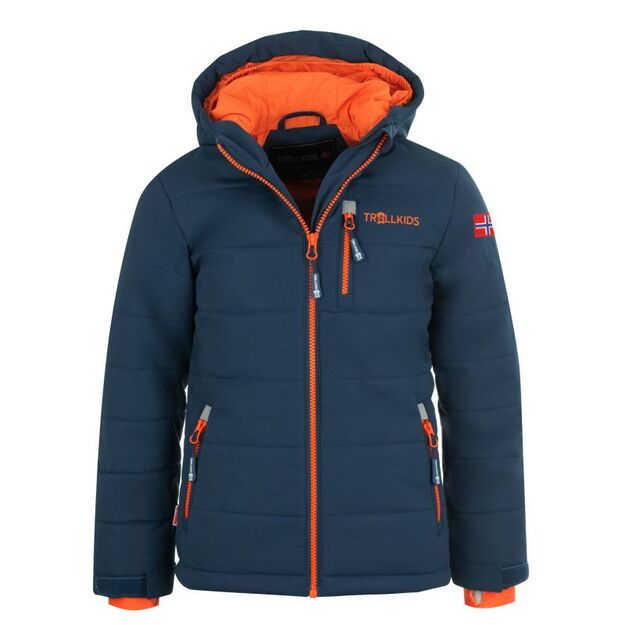 Trollkids Kids Hemsedal Snow Jacket XT mystic blue/orange abrasion-resistant blue (513-142)