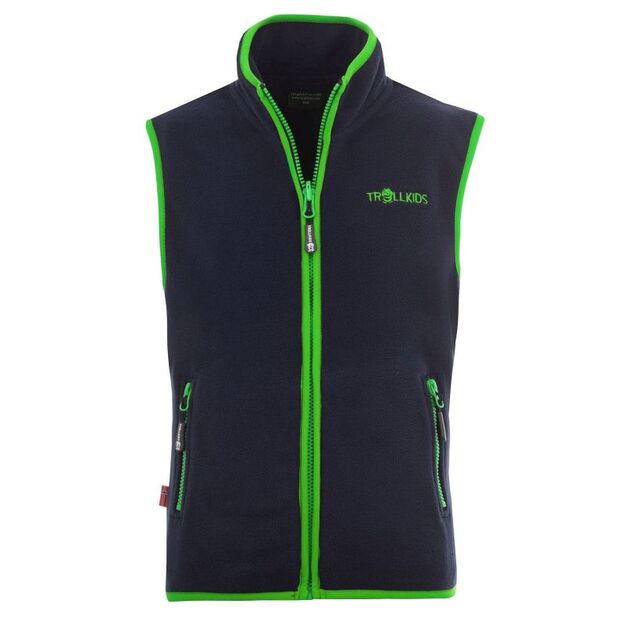 Trollkids Kids Arendal Vest Navy/Viper Green (134-100)