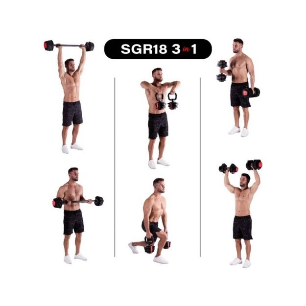 HMS SGR18 PRO SET 3in1 adjustable dumbbell set 41 kg
