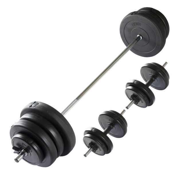 VIRTUFIT ADJUSTABLE BARBELL SET - DUMBBELL SET - 60.5 KG - BLACK