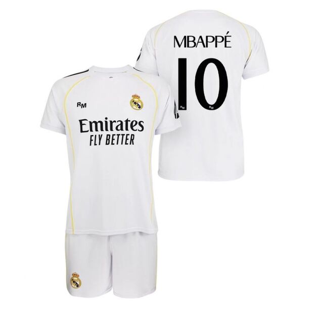 Real Madrid set shirt shorts junior Mbappe box RM25B1