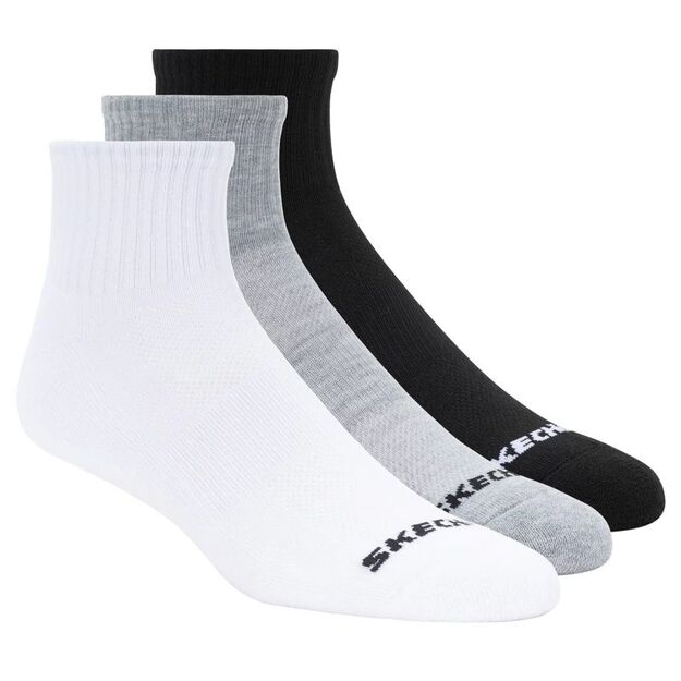 Skechers 3PPK Qtr Crew Socks S114235-BKWG White 43-46