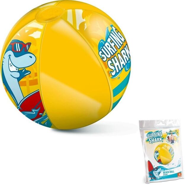 Large inflatable beach ball with Surfing Shark MONDO motif