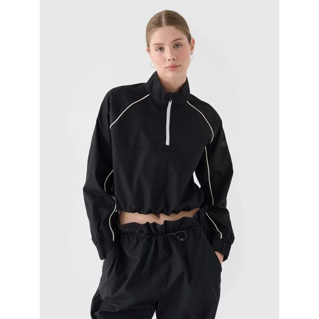 Women\ s cropped transition jacket with a stand-up collar 4F 4FRSS24TTJAF0886-20S