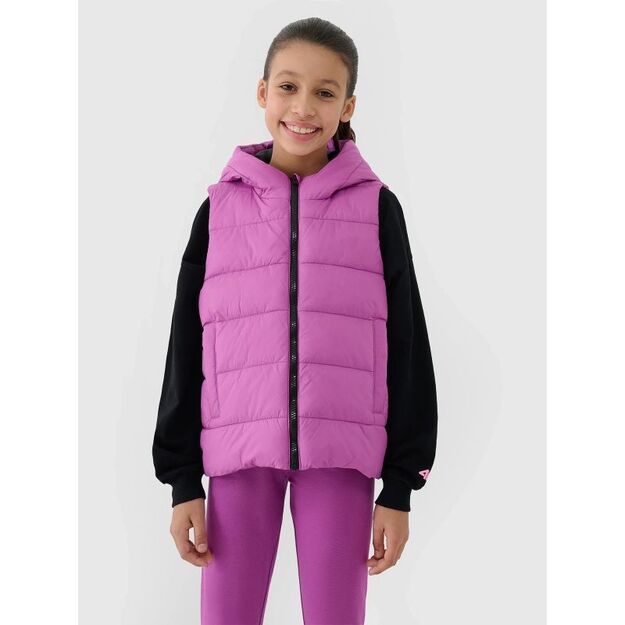 Girls\  down vest with synthetic filling 4F 4FJWSS25TVJAF166-50S