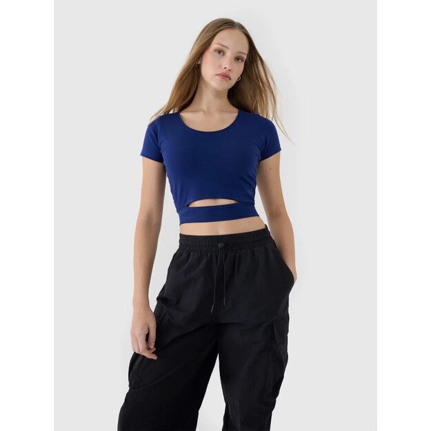 Women\ s crop top plain t-shirt 4F 4FRSS25TTSHF2695-31S