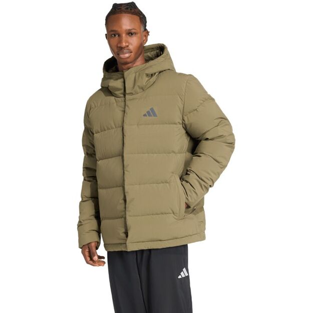 Men\ s adidas Helionic Climawarm Hoodie Jacket Olive JX0580