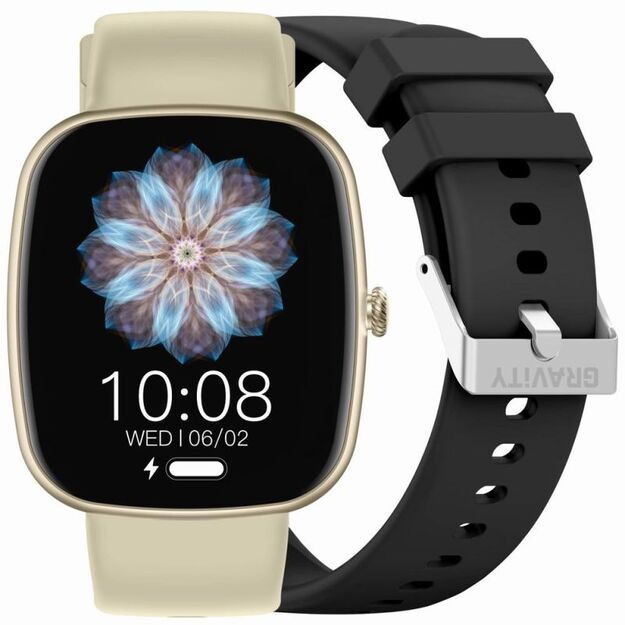 GRAVITY GT18-7 Women\ s Smartwatch Beige Silicone Strap + Black Strap