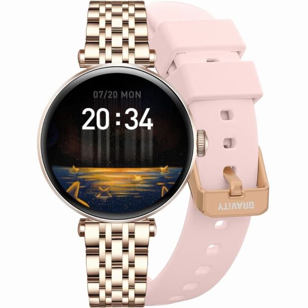 Smartwatch Gravity Rose Gold Silver Pink 2 Straps GT26-4