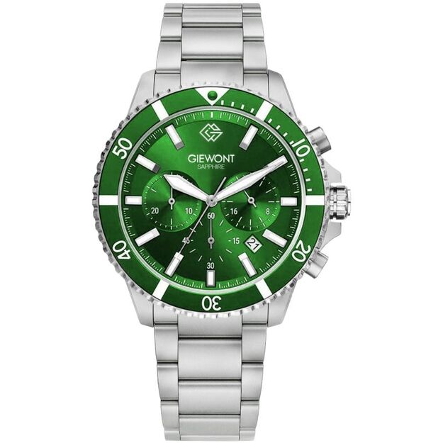 Men\ s Watch Giewont Chronograph Sapphire Silver Green GW3970-B8