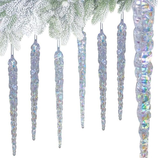 Iridescent Icicles Hanging Decoration 17.5 cm 6 PCS