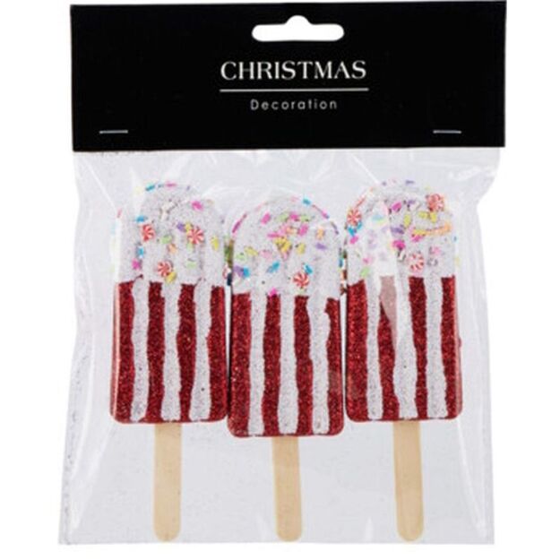 ICE CREAM HANGING DECORATION BALL 3 PCS RED