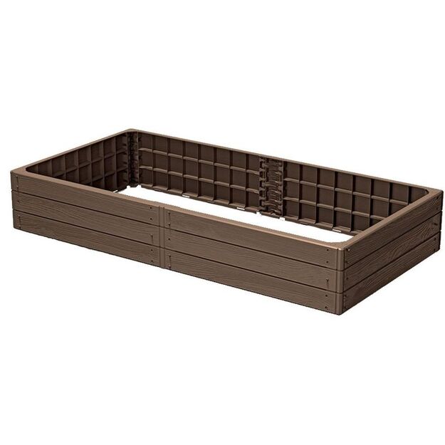 GARDEN FLOWER BED BASE WOOD EDGE 149x75CM RUSTIC BRICK