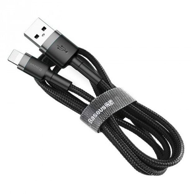 BASEUS LIGHTNING USB CABLE 2.4A 1M GREY-BLACK