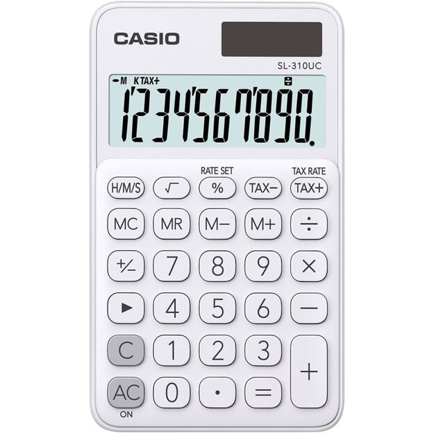 CASIO POCKET CALCULATOR SL-310UC-WE WHITE, 10-DIGITAL DISPLAY