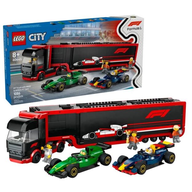 LEGO CITY 60445 F1 Truck with RB20 and AMR24 F1 Cars