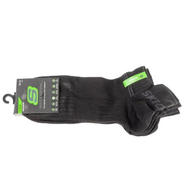 Skechers 3PPK Bamboo Mesh Sneaker Socks SK43098-9999 Black 39-42