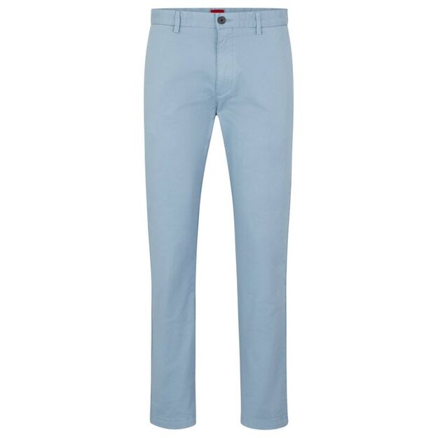 Hugo Boss men\ s slim-fit trousers in stretch cotton gabardine, light blue (50468314-451)