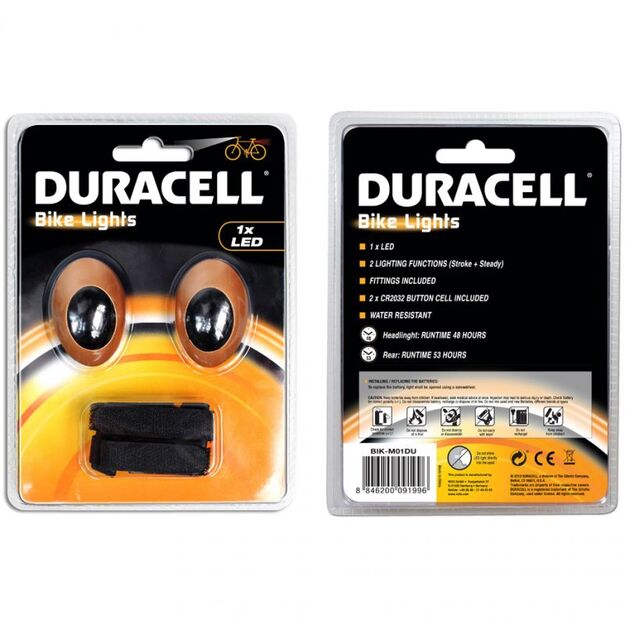 Duracell Front+Rear 1 Led Bicycle Light Set 00919