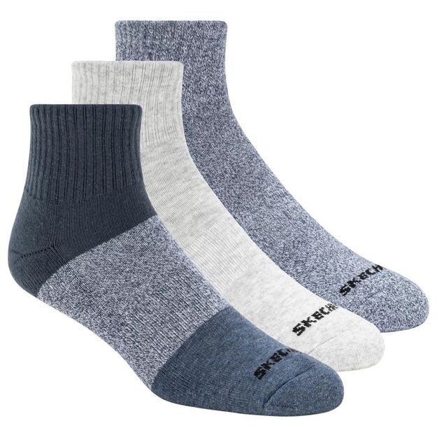 Skechers 3pk Mens Qtr Colorbloc Socks S118998-BLU Multicolor 41-46