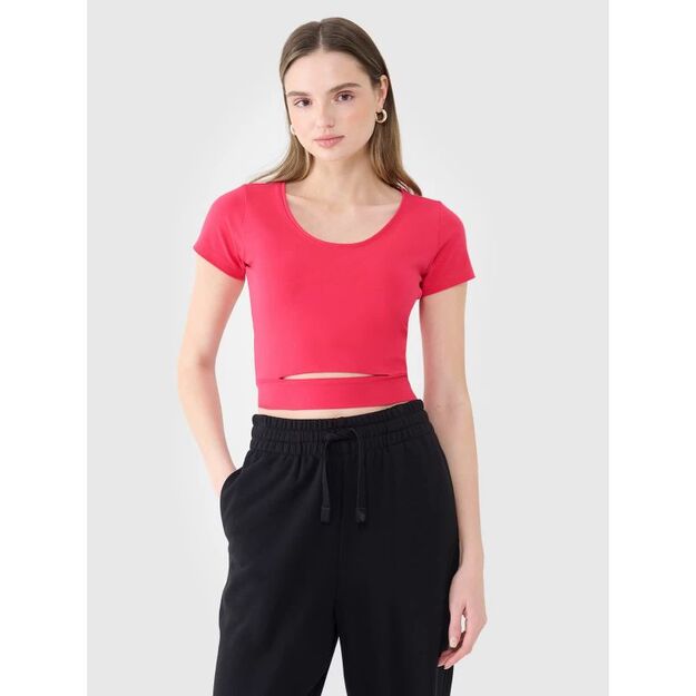 Women\ s crop top plain t-shirt 4F 4FRSS25TTSHF2695-54S