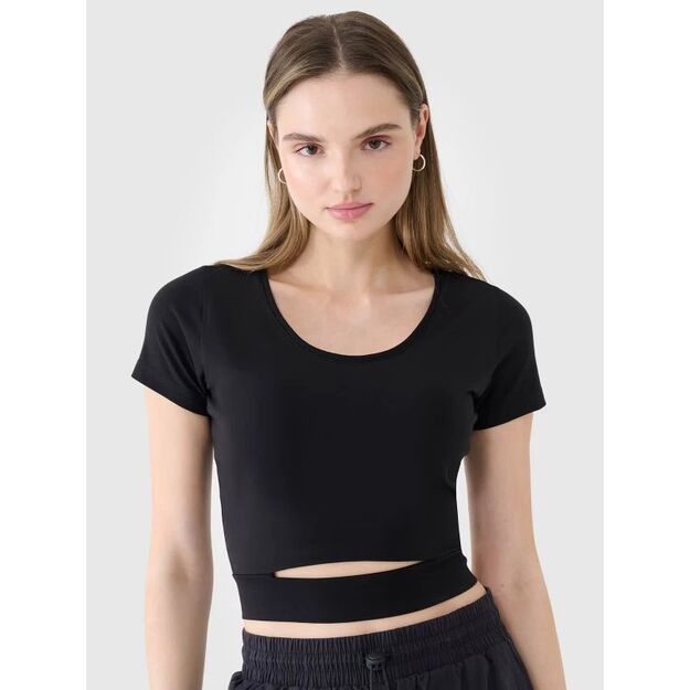 Women\ s crop top plain T-shirt 4F 4FRSS25TTSHF2695-20S