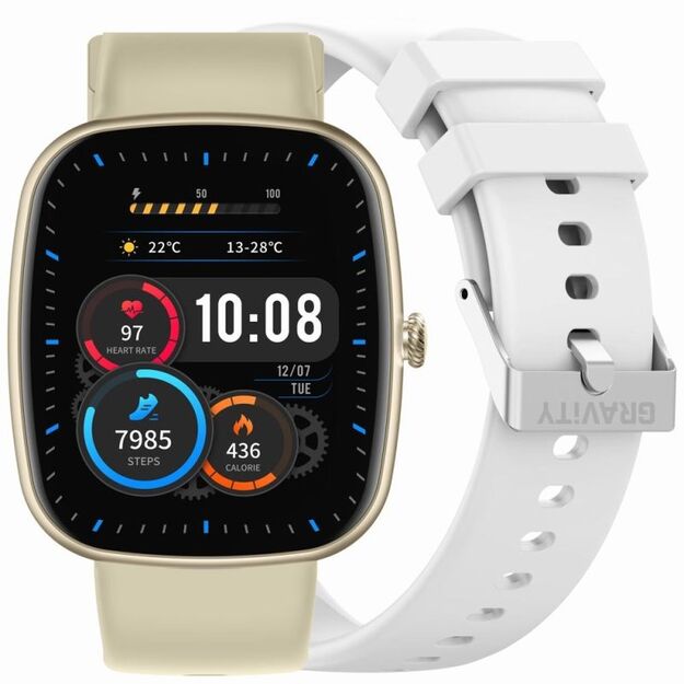 GRAVITY GT18-8 Women\ s Smartwatch Beige Silicone Strap + White Strap