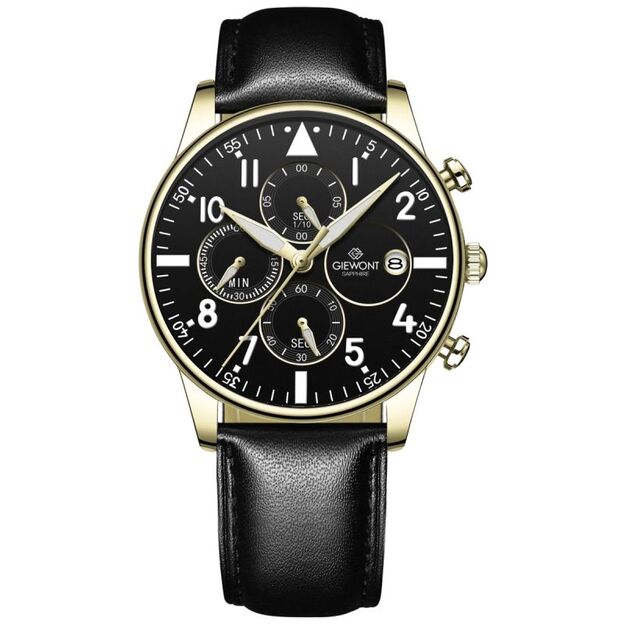 Men\ s Watch Giewont Chronograph Sapphire Black and Gold GW5630-A4